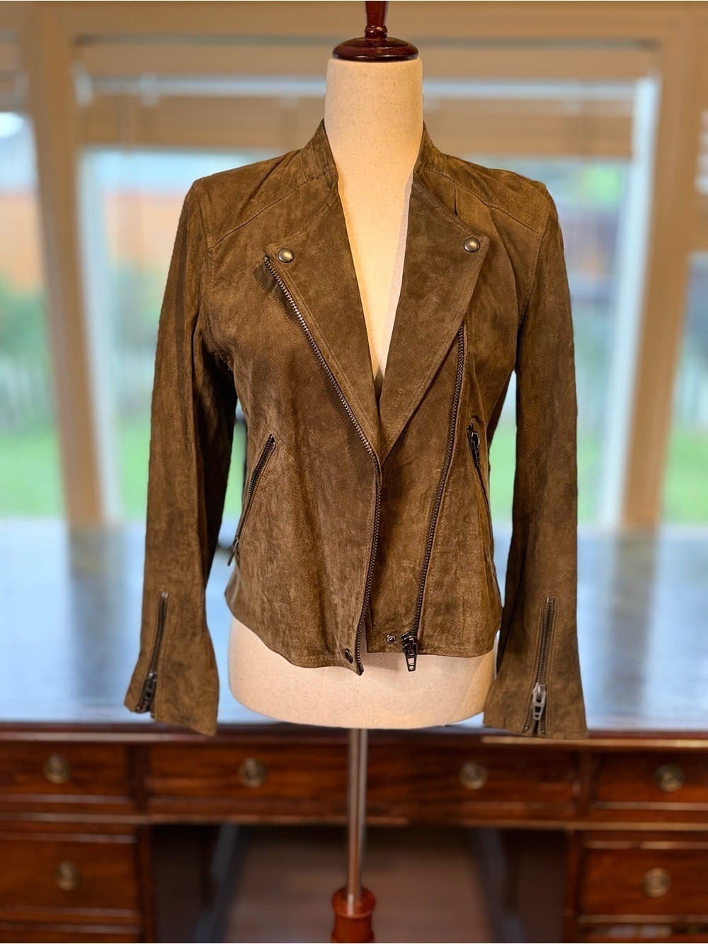 Blank NYC Olive Suede Moto Jacket XS